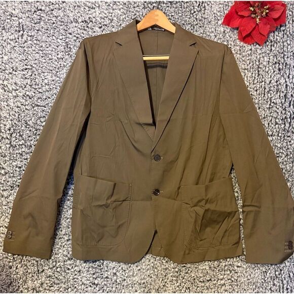 Zara women’s Classic Blazer unlined Jacket Green Size 40 Modern Fit US size L - Picture 1 of 9